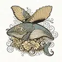 humpback whale Give away the stone Let the waters kiss and transmutate These leaden grudges into gold tattoo design idea