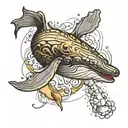 humpback whale Give away the stone Let the waters kiss and transmutate These leaden grudges into gold tattoo design idea