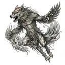 phoenix carrying a werewolf the werewolf is carrying TNT going into battle tattoo design idea