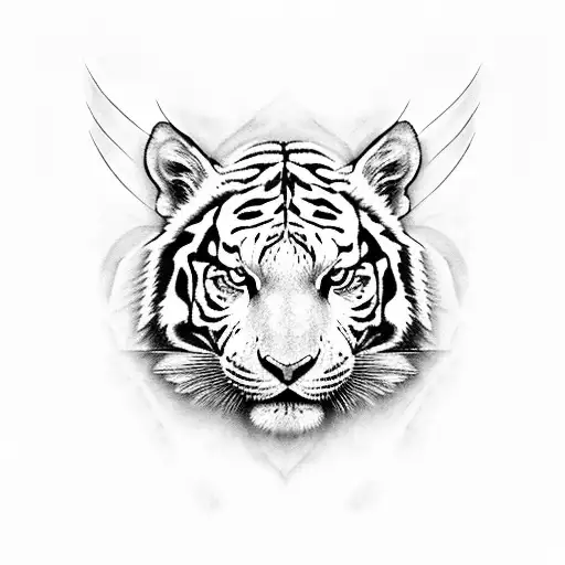 white tiger with wings tattoo design idea
