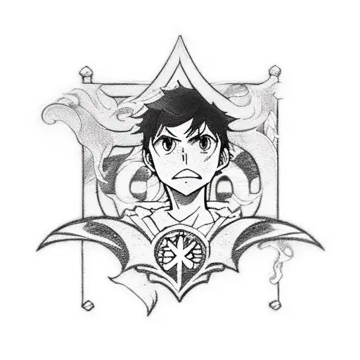 Create a tattoo design inspired by Percy Jackson and Haikyuu characters playing a casino game together tattoo design idea