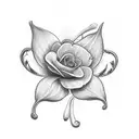 forget me not flowers hearts and butterflies  tattoo design idea