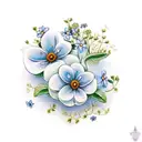 forget me not flowers hearts and butterflies  tattoo design idea