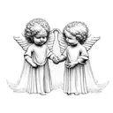 two angel cherubs holding hands tattoo design idea