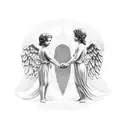 two angel cherubs holding hands tattoo design idea