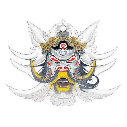 amaterasu japanese oni mask tattoo design idea