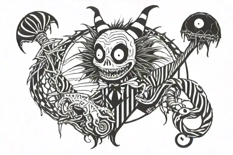 Beetlejuice nightmare before christmas gremlins  tattoo design idea