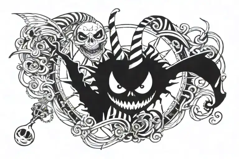 Beetlejuice nightmare before christmas gremlins  tattoo design idea