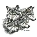 three wolfs 1 moon tattoo design idea