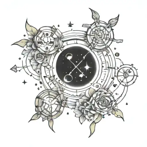 Gemini and Libra constellation tattoo design idea