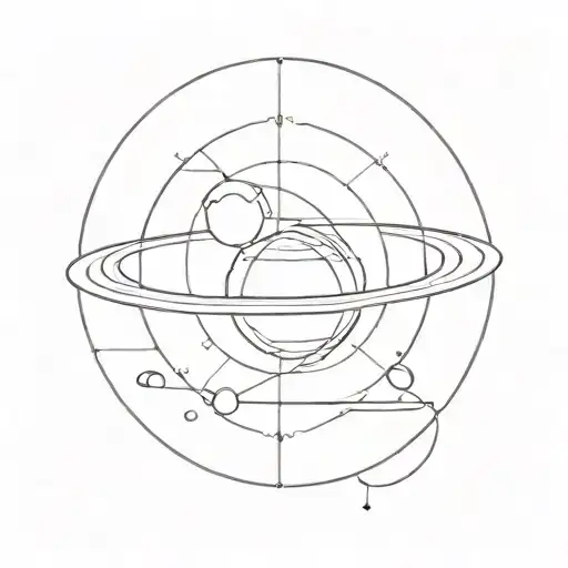 A geometric design of a planet with rings, inspired by the client's love for space exploration and discovery tattoo design idea