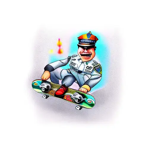 skateboarding policeman tattoo design idea