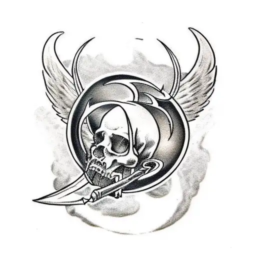 necromancer's scythe tattoo design idea