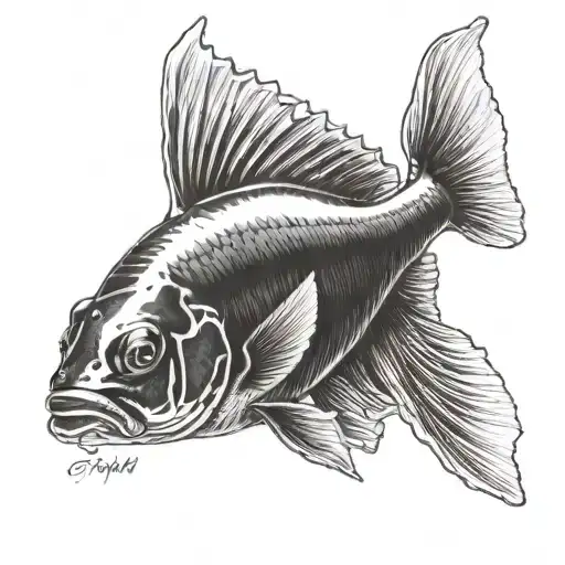 oscar fish swimming tattoo design idea