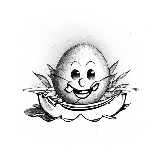 hard boiled egg with smiley face in the yolk tattoo design idea