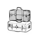 A vintage suitcase with travel destinations as book titles tattoo design idea