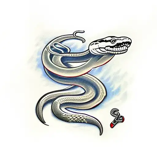 snake around a dagger highly detailed tattoo design idea