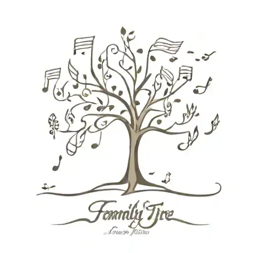 family tree made of music notes tattoo design idea