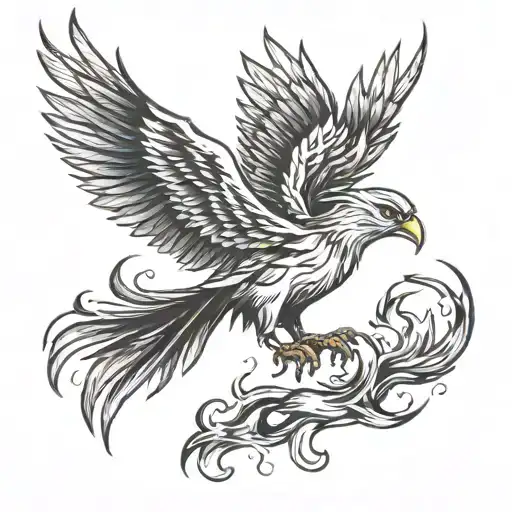 phoenix rising from the ashes tattoo design idea