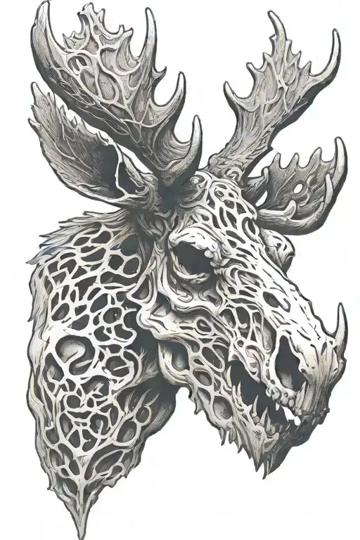 Evil Moose Skull Mysterious tattoo design idea