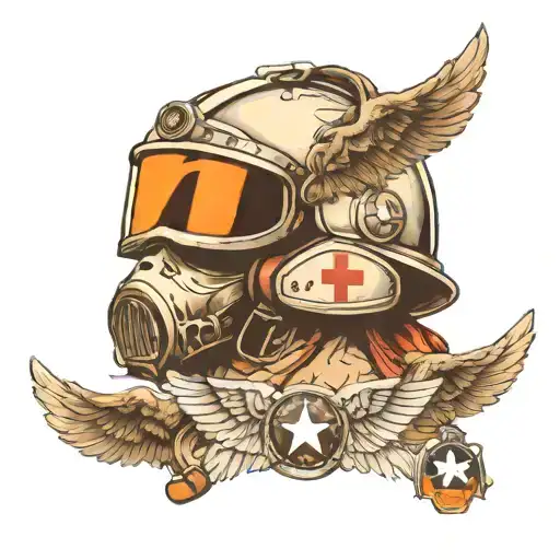 flight wings, dog tags, flight helmet, nurse  tattoo design idea