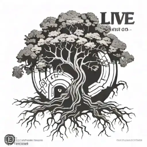 A tree of live with the pairs of letters D and J, D and P semi hidden in the roots, A and D in the trunk. for the arm tattoo design idea