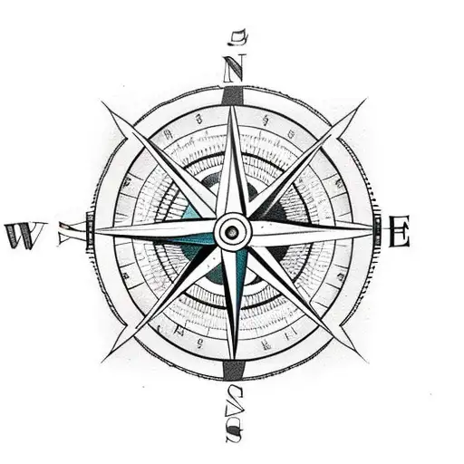 compass with arrow and date tattoo design idea