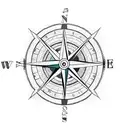 compass with arrow and date tattoo design idea