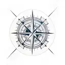 compass with arrow and date tattoo design idea