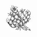 a whirlwind, a rosemary tree and a banana tree next to eachother tattoo design idea