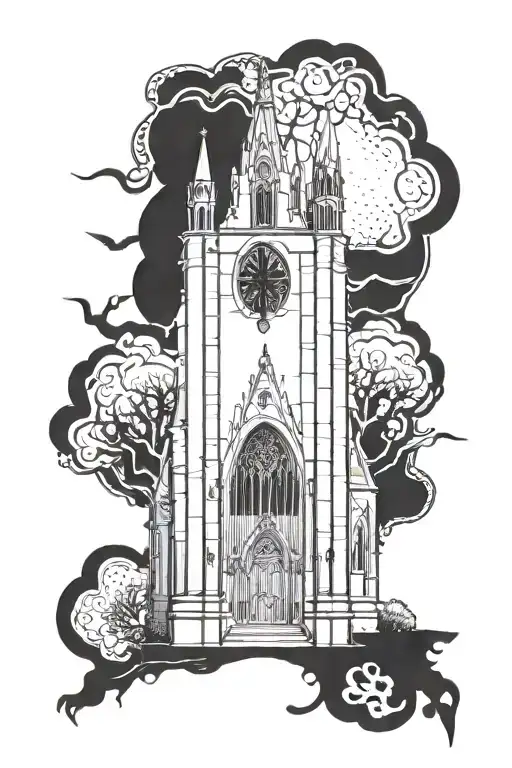 gothic church  tattoo design idea