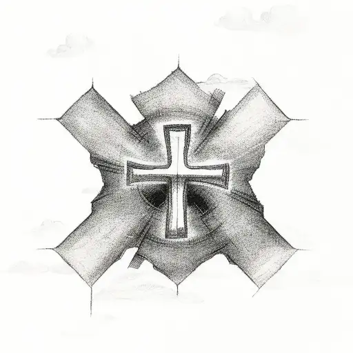 Christian Cross with clouds around it  tattoo design idea