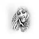 rasta woman with piercings, tattoos and blue eyes smiling tattoo design idea