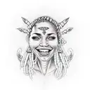 rasta woman with piercings, tattoos and blue eyes smiling tattoo design idea