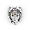 rasta woman with piercings, tattoos and blue eyes smiling tattoo design idea