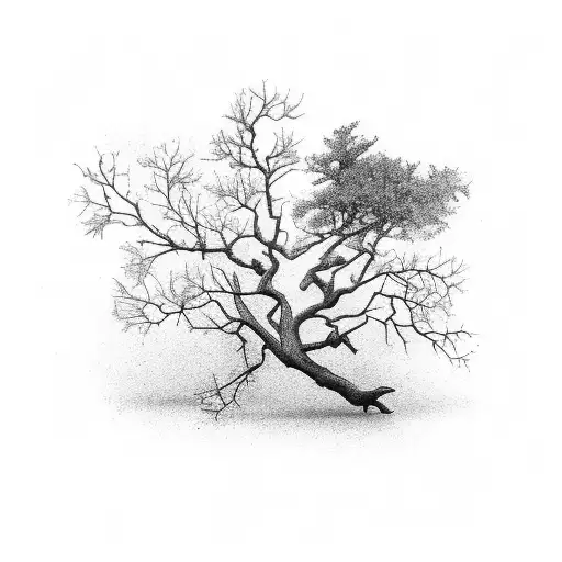 oak tree branch with cardinal tattoo design idea