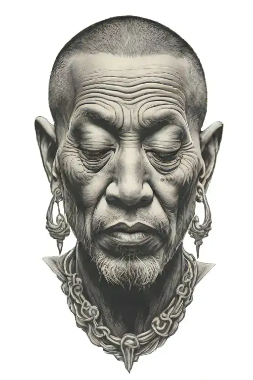 monk meditating tattoo design idea