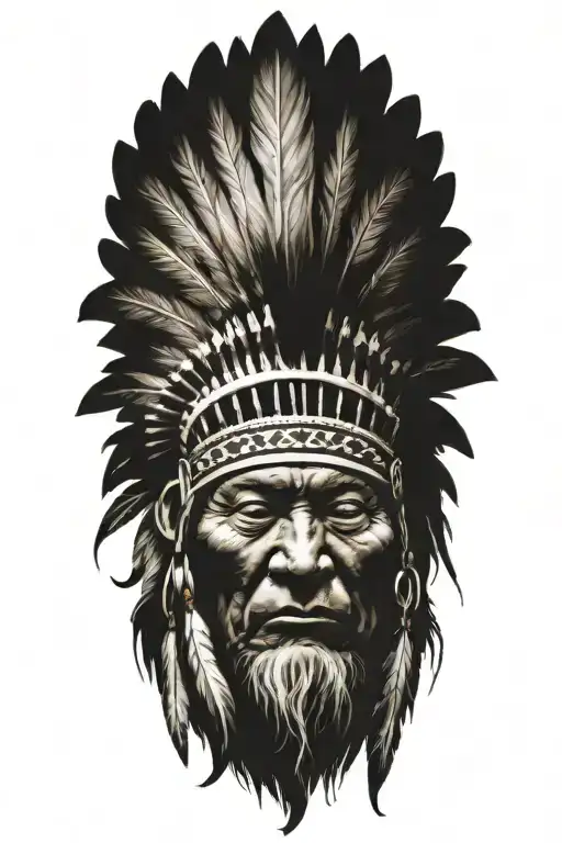 happy Indian chief meditating tattoo design idea