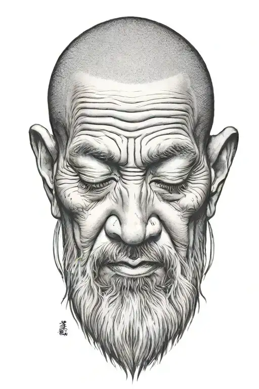 monk meditating tattoo design idea