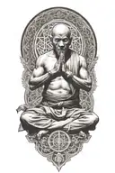 monk meditating tattoo design idea
