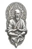 monk meditating tattoo design idea