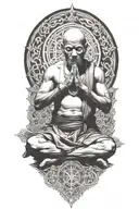 monk meditating tattoo design idea