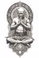 monk meditating tattoo design idea