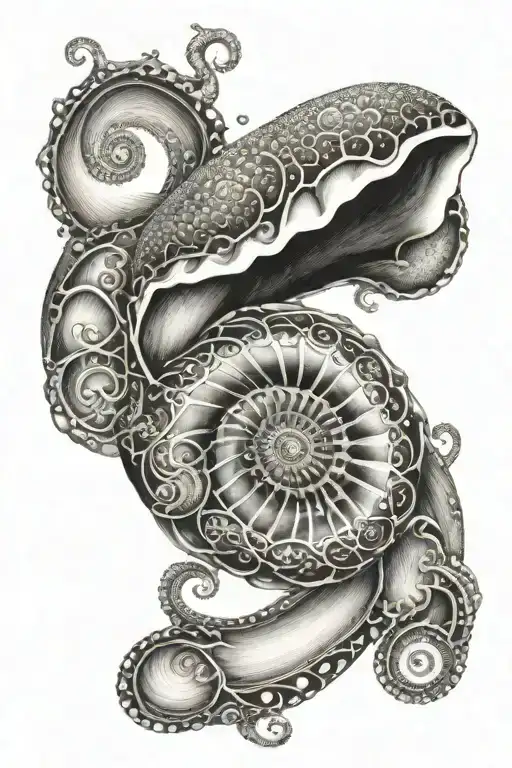 nautiloid shell that spirals cosmic spiritual awakening tattoo design idea