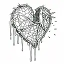 crying broken heart tattoo design idea