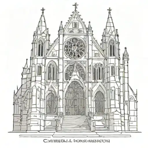 cathedral gothic arrogoth with text tattoo design idea