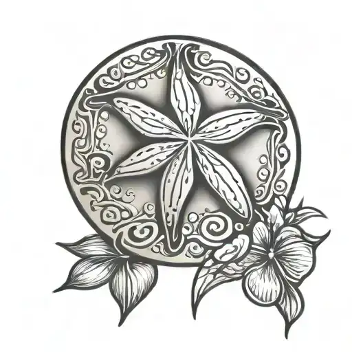 sand dollar seashell outline boarder tattoo design idea