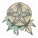 sand dollar seashell outline boarder tattoo design idea