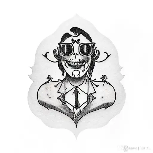 loneliness, gothic, depressed, man, mask tattoo design idea