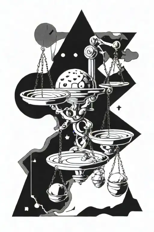 A futuristic interpretation of the Libra Scale incorporating elements from the year 2001 tattoo design idea
